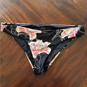 Roxy Black and Pink Floral Bikini Bottom